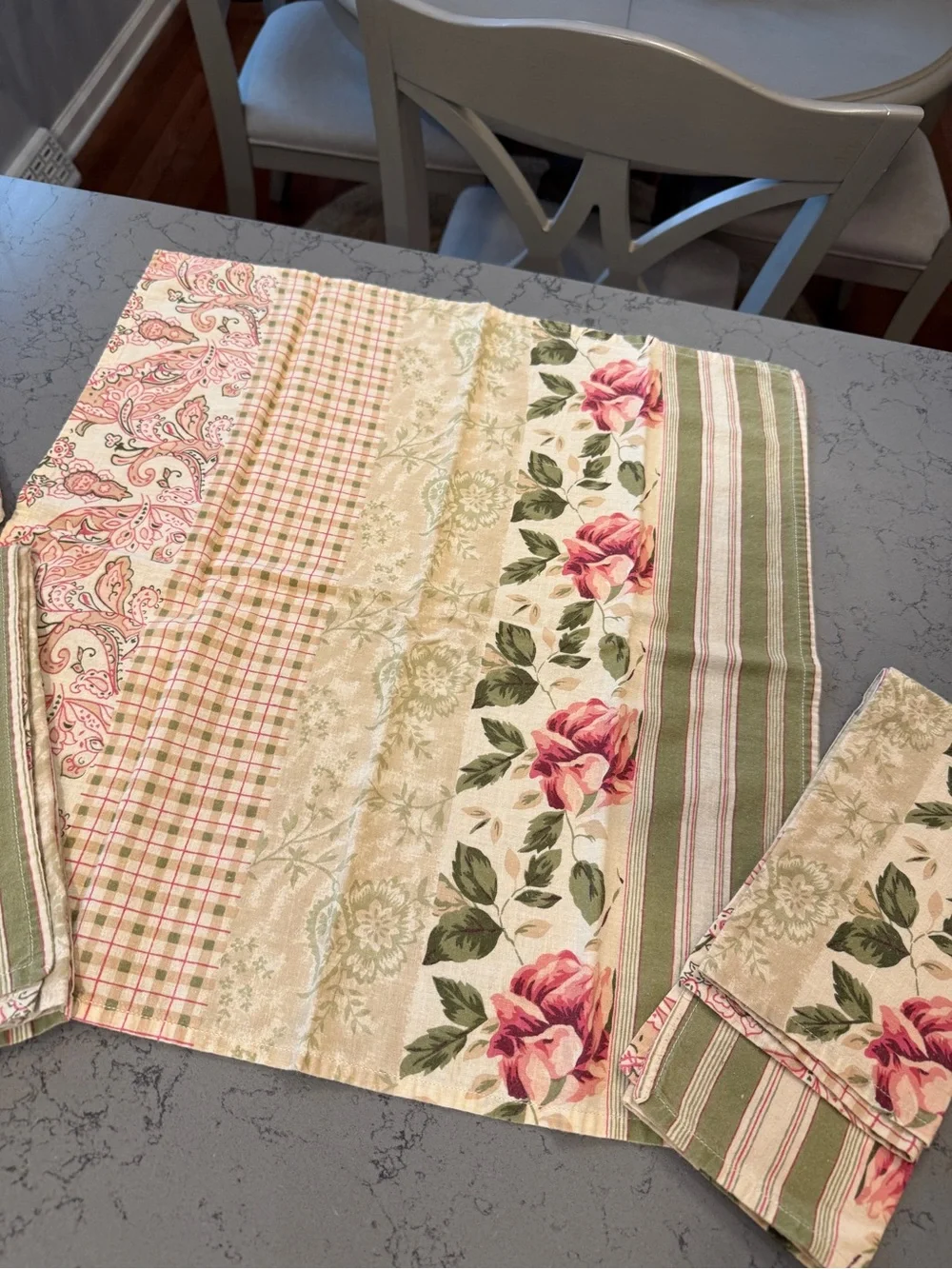 Vintage Simply Shabby Chic Quilted Placemats & Napkins Set Rachel Ashwell